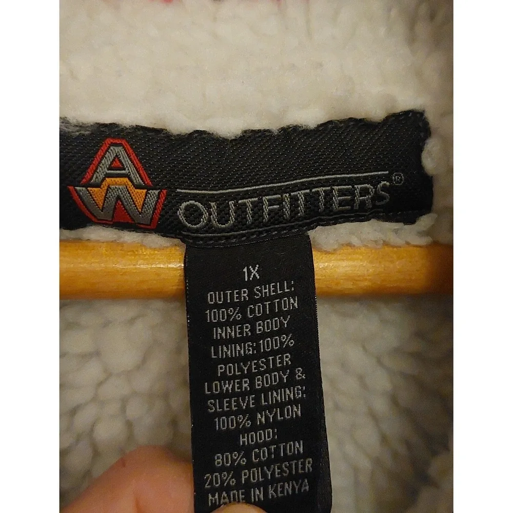 AW Outfitters Mens 1X Hooded Flannel Jacket Plaid Sherpa Lined ZipUp Blue Purple
